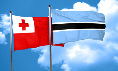 Tonga flag with Botswana flag, 3D rendering