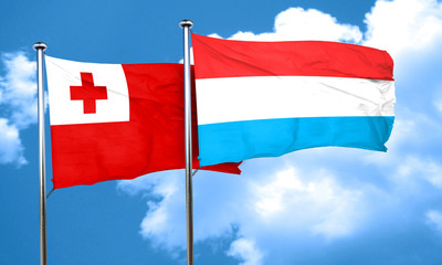 Tonga flag with Luxembourg flag, 3D rendering