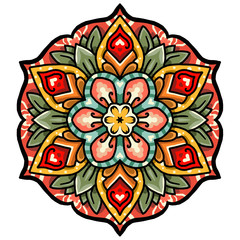 Ornamental round floral pattern. Colorful ornament with vintage elements Mandala. Vector Ethnic Oriental Circle Ornament. 