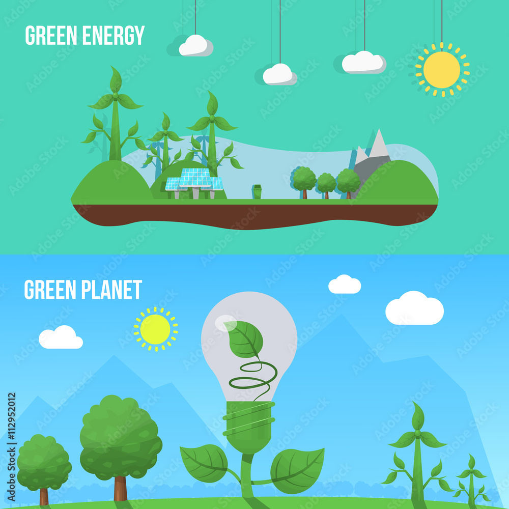 Poster Ecology Flat Banner Set