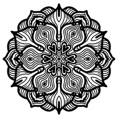 Ornamental round floral pattern. Colorful ornament with vintage elements Mandala. Vector Ethnic Oriental Circle Ornament. Monochrome Colors, Round lace napkin White and black abstract floral element