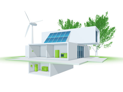 Energieeffizienz-Haus – Smart Energy: 3d-Illustration