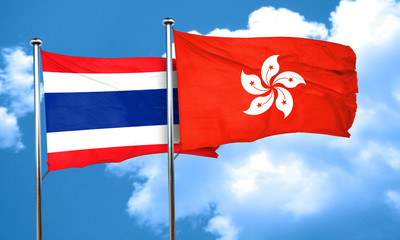 Thailand flag with Hong Kong flag, 3D rendering
