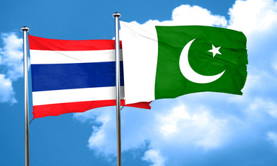Thailand flag with Pakistan flag, 3D rendering