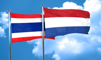 Thailand flag with Netherlands flag, 3D rendering