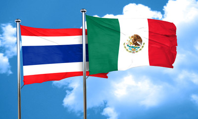 Thailand flag with Mexico flag, 3D rendering