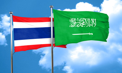 Thailand flag with Saudi Arabia flag, 3D rendering