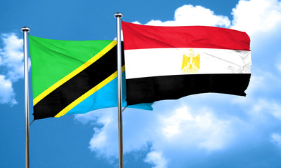 Tanzanian flag with egypt flag, 3D rendering