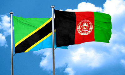 Tanzanian flag with afghanistan flag, 3D rendering