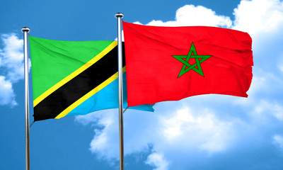 Tanzanian flag with Morocco flag, 3D rendering