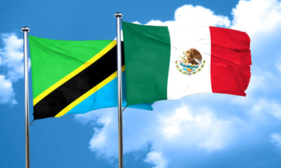 Tanzanian flag with Mexico flag, 3D rendering