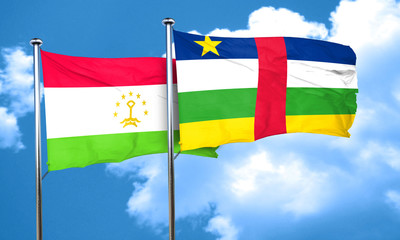 Tajikistan flag with Central African Republic flag, 3D rendering