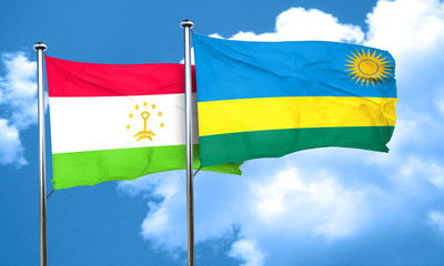 Tajikistan flag with rwanda flag, 3D rendering