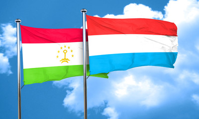 Tajikistan flag with Luxembourg flag, 3D rendering
