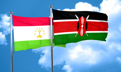 Tajikistan flag with Kenya flag, 3D rendering