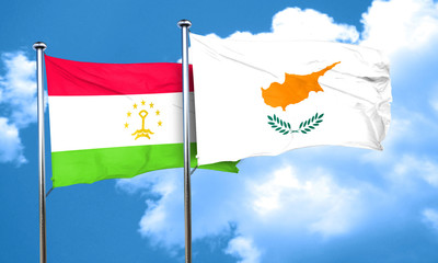Tajikistan flag with Cyprus flag, 3D rendering