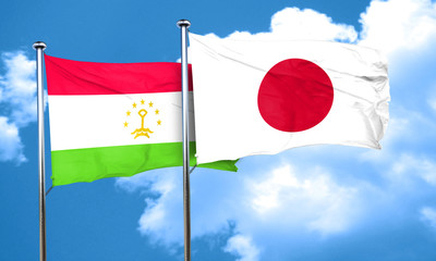 Tajikistan flag with Japan flag, 3D rendering