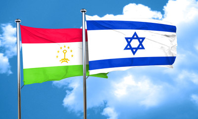 Tajikistan flag with Israel flag, 3D rendering