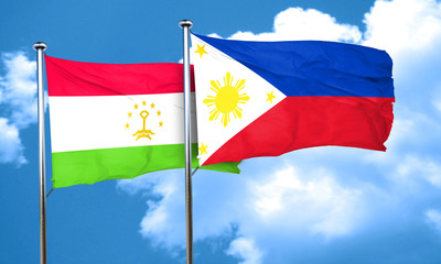 Tajikistan flag with Philippines flag, 3D rendering