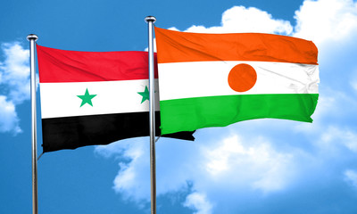 Syria flag with Niger flag, 3D rendering