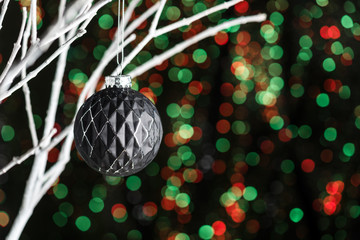 White twigs with Christmas tree baubles
