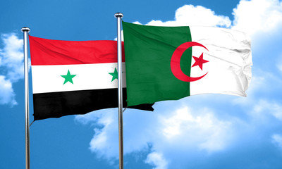 Syria flag with Algeria flag, 3D rendering