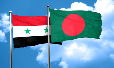 Syria flag with Bangladesh flag, 3D rendering
