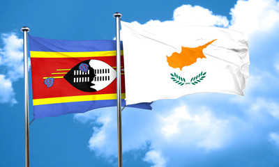 Swaziland flag with Cyprus flag, 3D rendering