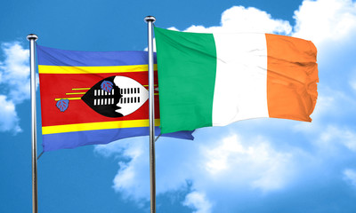 Swaziland flag with Ireland flag, 3D rendering