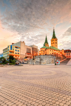 Main square in the city of Zilina in central Slovakia. HDR image
