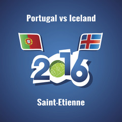 Euro 2016 Portugal vs Iceland vector blue background