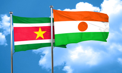 Suriname flag with Niger flag, 3D rendering