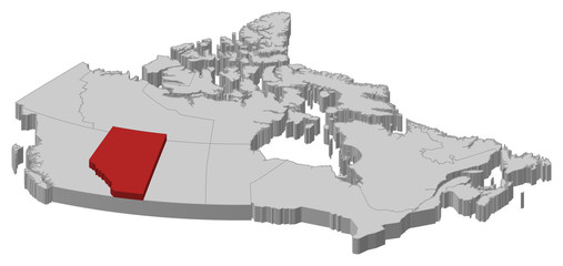 Map - Canada, Alberta - 3D-Illustration