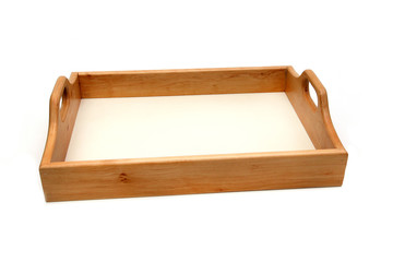 Empty Wooden Tray With in Rectangular Forms