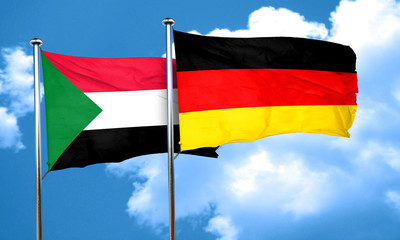 Sudan flag with Germany flag, 3D rendering