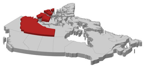 Map - Canada, Northwest Territories - 3D-Illustration
