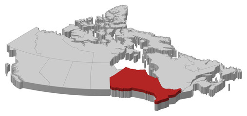Map - Canada, Ontario - 3D-Illustration