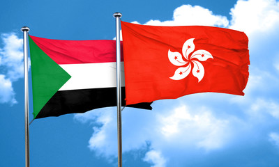 Fototapeta na wymiar Sudan flag with Hong Kong flag, 3D rendering