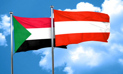 Sudan flag with Austria flag, 3D rendering