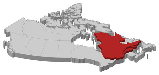 Map - Canada, Quebec - 3D-Illustration