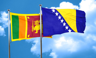 Sri lanka flag with Bosnia and Herzegovina flag, 3D rendering