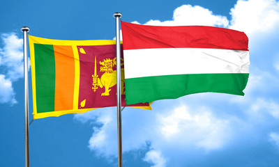Sri lanka flag with Hungary flag, 3D rendering