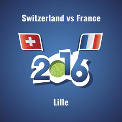 Euro 2016 Switzerland vs France vector blue background