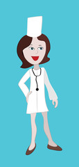 Obraz premium Nurse working in the form of a red cross on hat