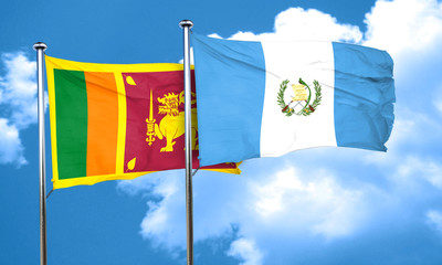 Sri lanka flag with Guatemala flag, 3D rendering