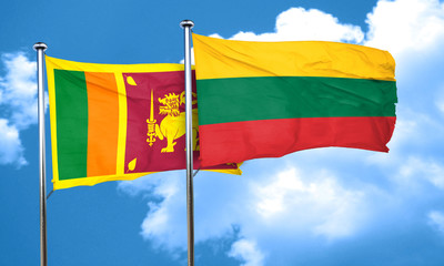 Sri lanka flag with Lithuania flag, 3D rendering