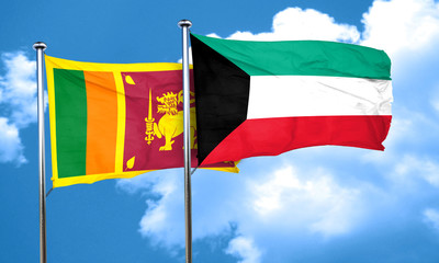 Sri lanka flag with Kuwait flag, 3D rendering