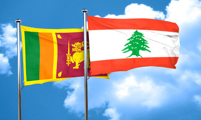 Sri lanka flag with Lebanon flag, 3D rendering