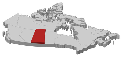 Map - Canada, Saskatchewan - 3D-Illustration