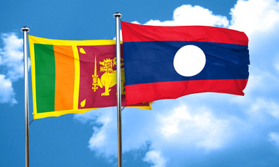 Sri lanka flag with Laos flag, 3D rendering